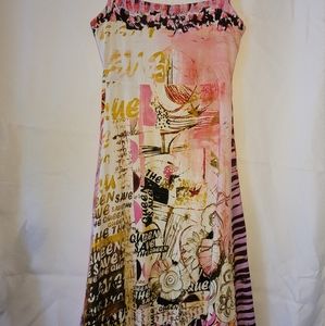 Save The Queen! Romantic Pink patterns Stretch dress Size M Made in Italy